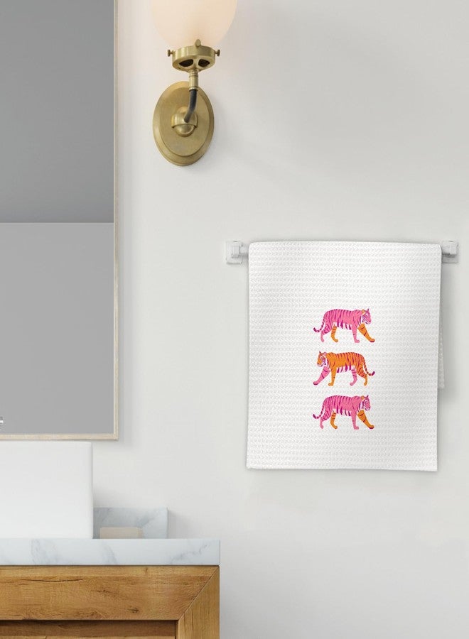 FIicy Pink Tiger Decor Hand Towels, Trendy Animal Tigers Preppy Decorative Hand Towels for Bathroom Kitchen, College Girl Dorm Decor (16x24 Inch) - Image 2